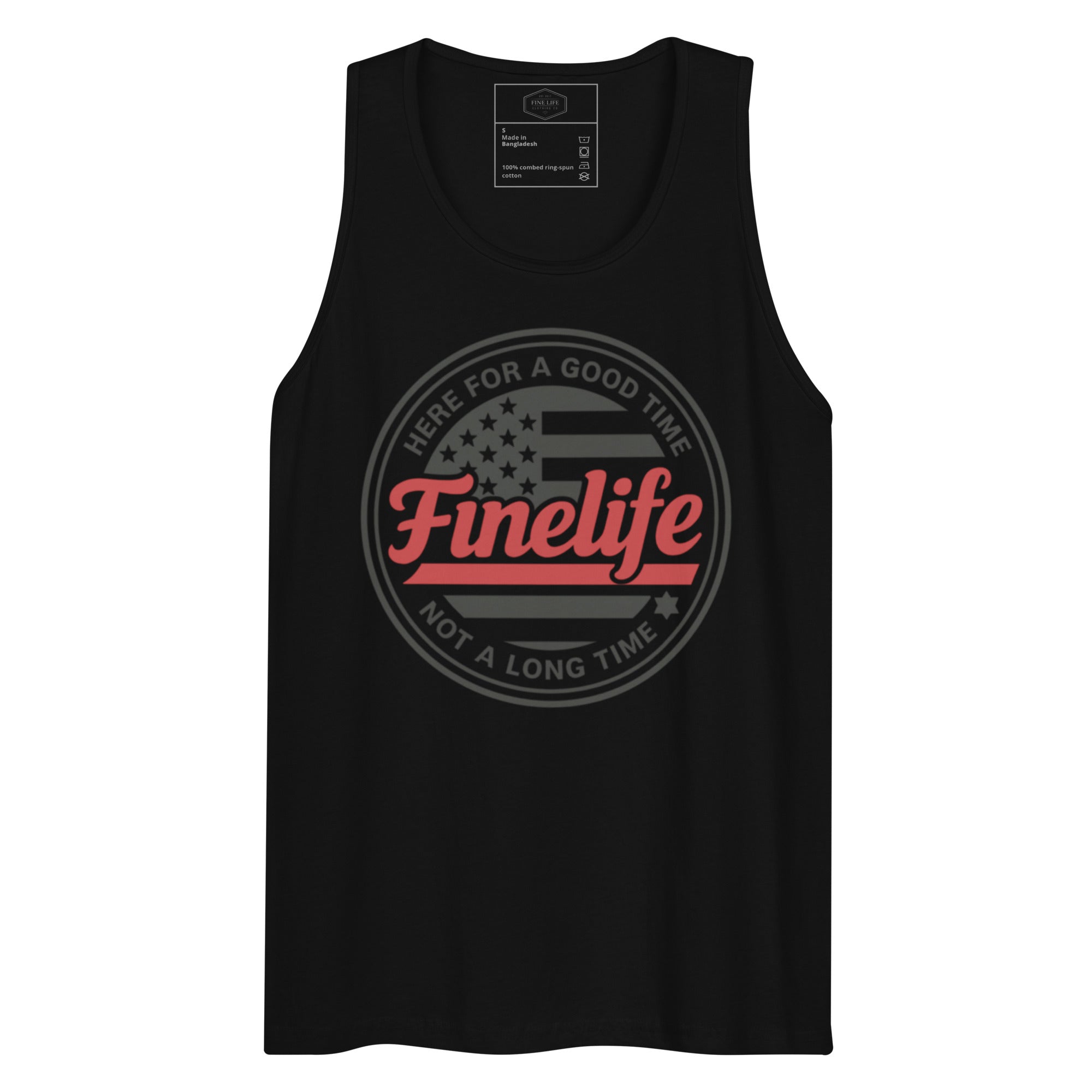 First Responders Lives Matter men’s tank top front view
Finelife patriotic men’s graphic tank
Supporting our first responders tank top
Men’s rugged patriotic summer tank