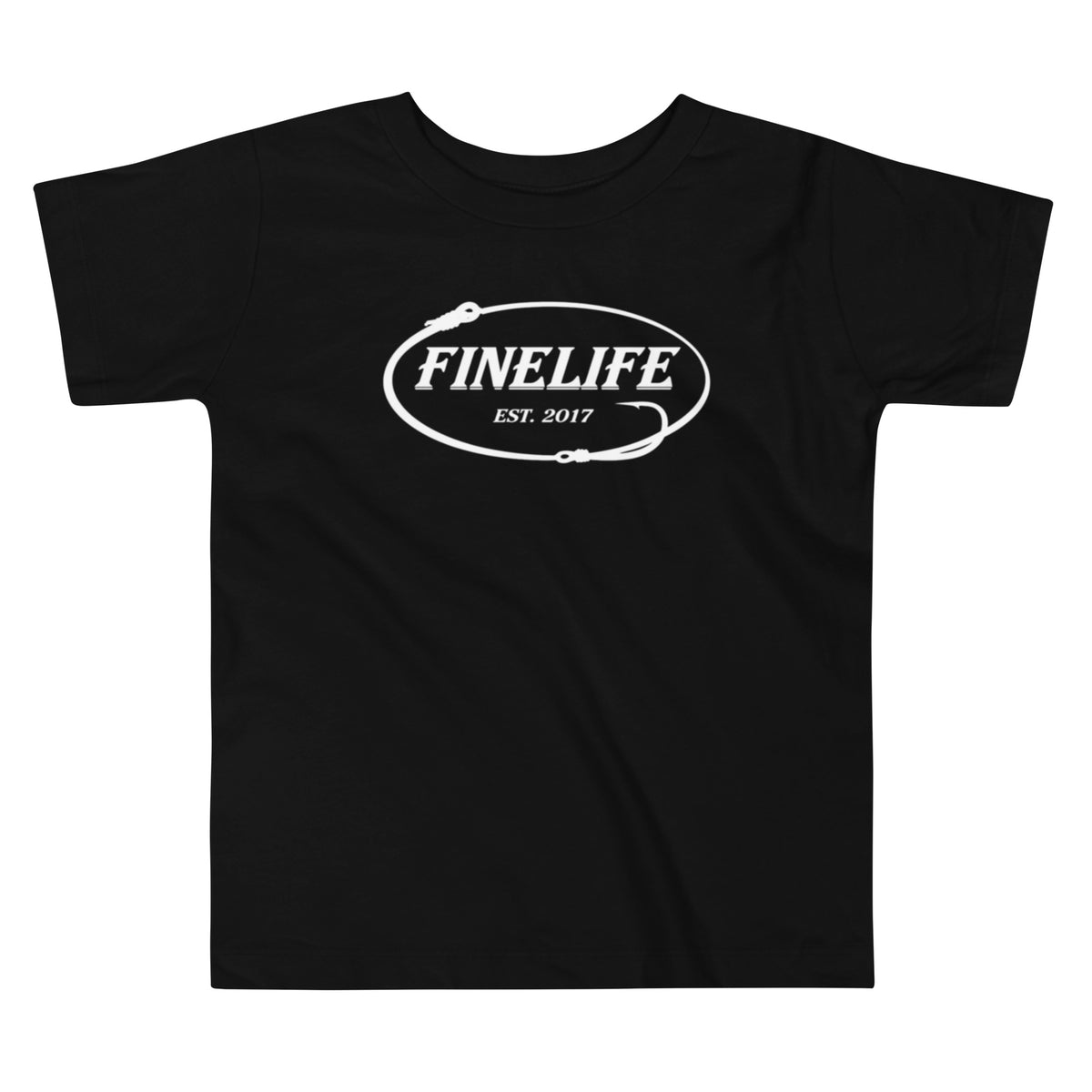 Fish Hook toddler t-shirt front view
Finelife toddler fishing graphic tee
Kids outdoor lifestyle shirt
Toddler lake life t-shirt