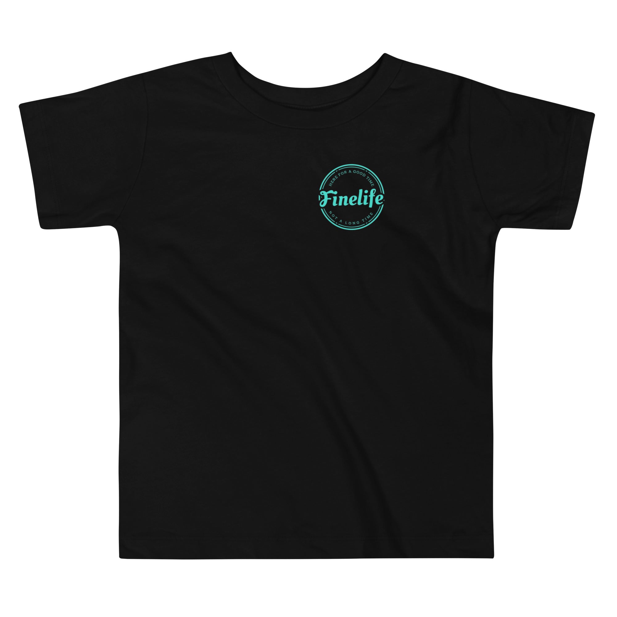 Teal Good Time toddler t-shirt front view
Finelife toddler graphic lifestyle tee
Kids summer outdoor shirt
Toddler lake day t-shirt