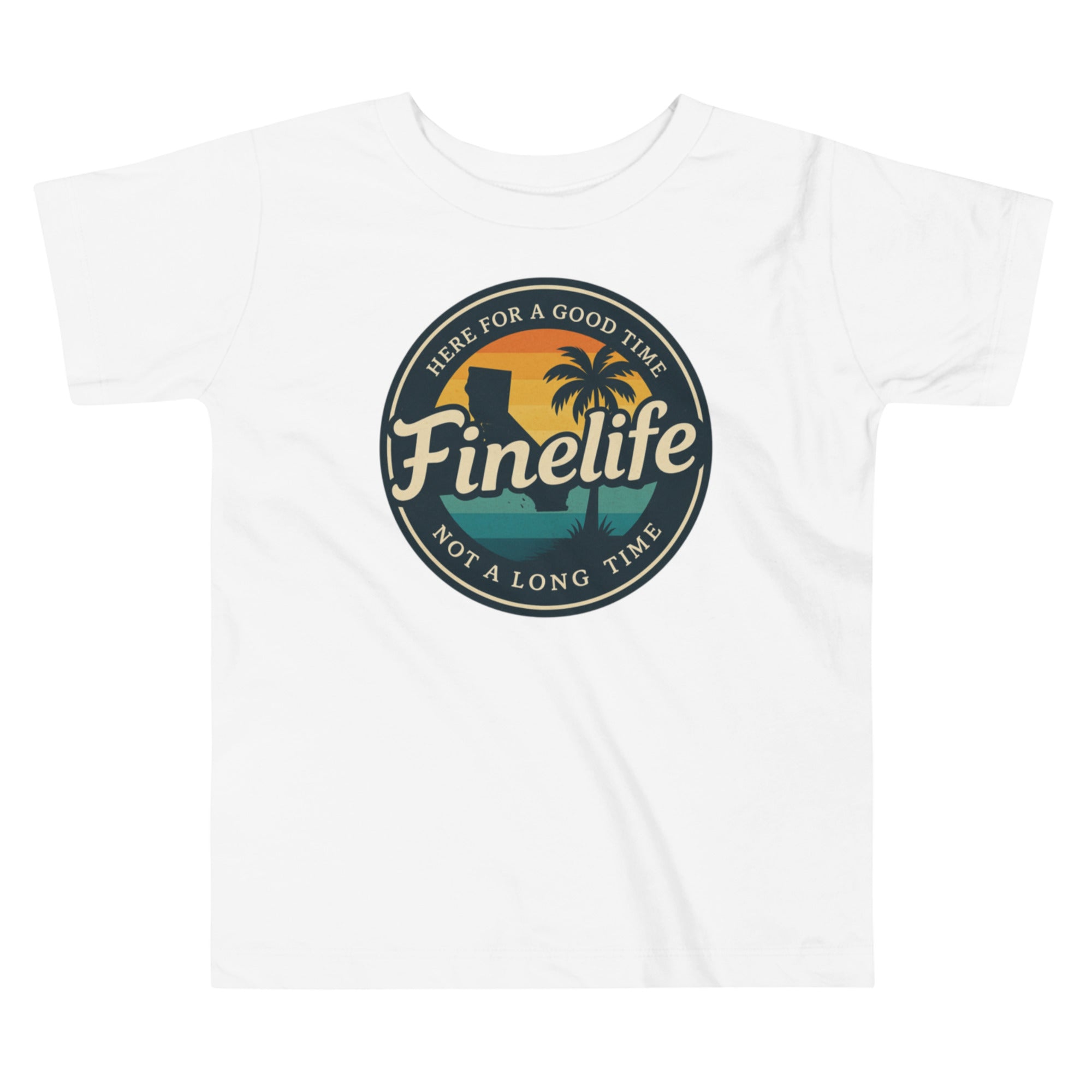 Beach Vibes toddler t-shirt front view
Finelife toddler summer graphic tee
Kids beach lifestyle shirt
Toddler lake day t-shirt
