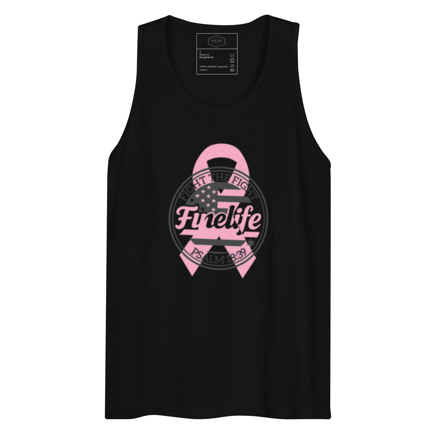 Breast Cancer Awareness men’s tank top front view
Finelife men’s support graphic tank
Men’s breast cancer awareness apparel
Casual awareness lifestyle tank top