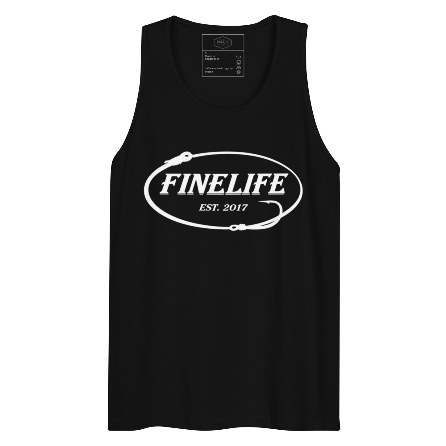 Fish Hook men’s tank top front view
Finelife men’s fishing graphic tank
Men’s lake life outdoor tank top
Casual fishing lifestyle tank