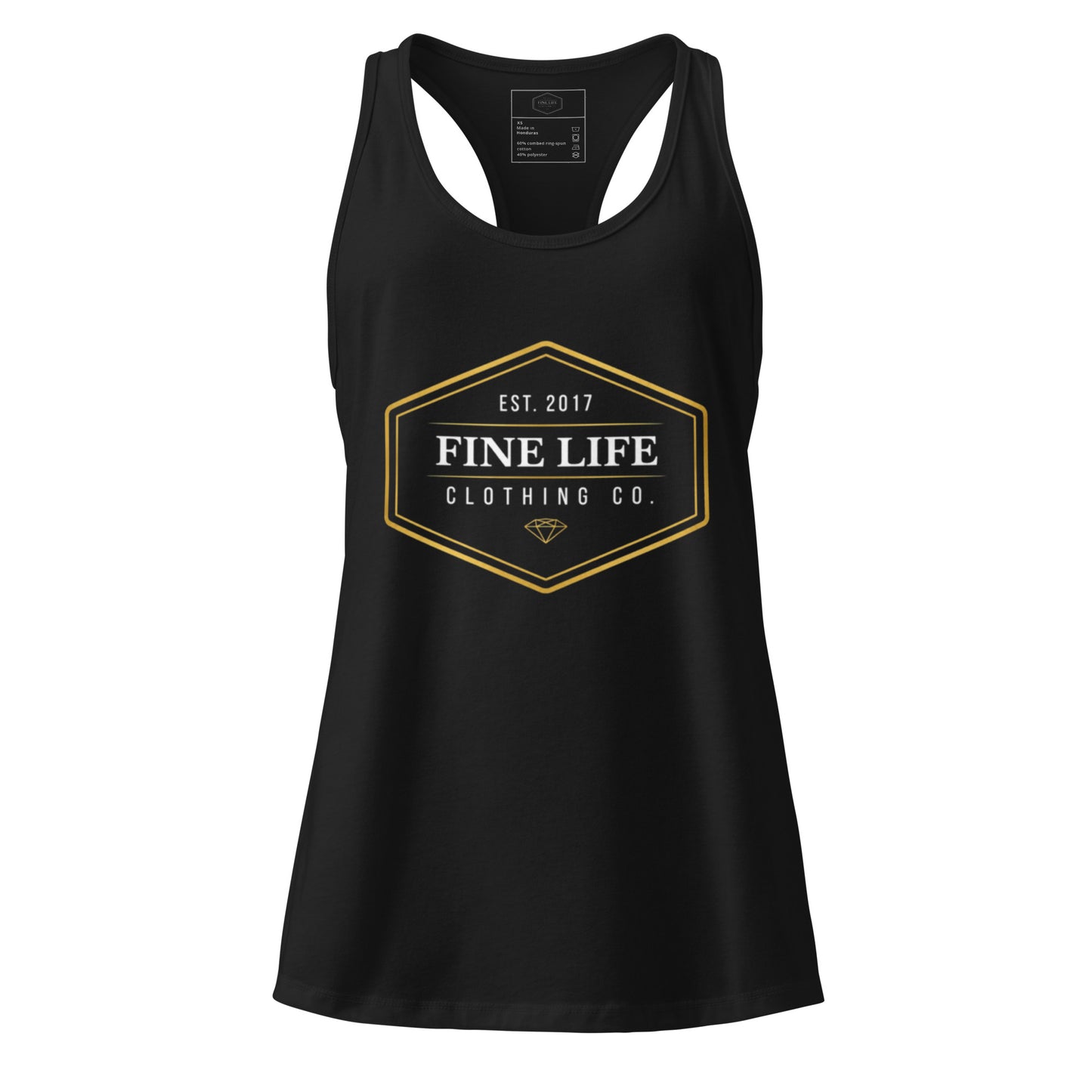 Gold Diamond ladies tank top front view
Finelife women’s graphic lifestyle tank
Women’s rugged outdoor tank top
Casual gold diamond summer tank
