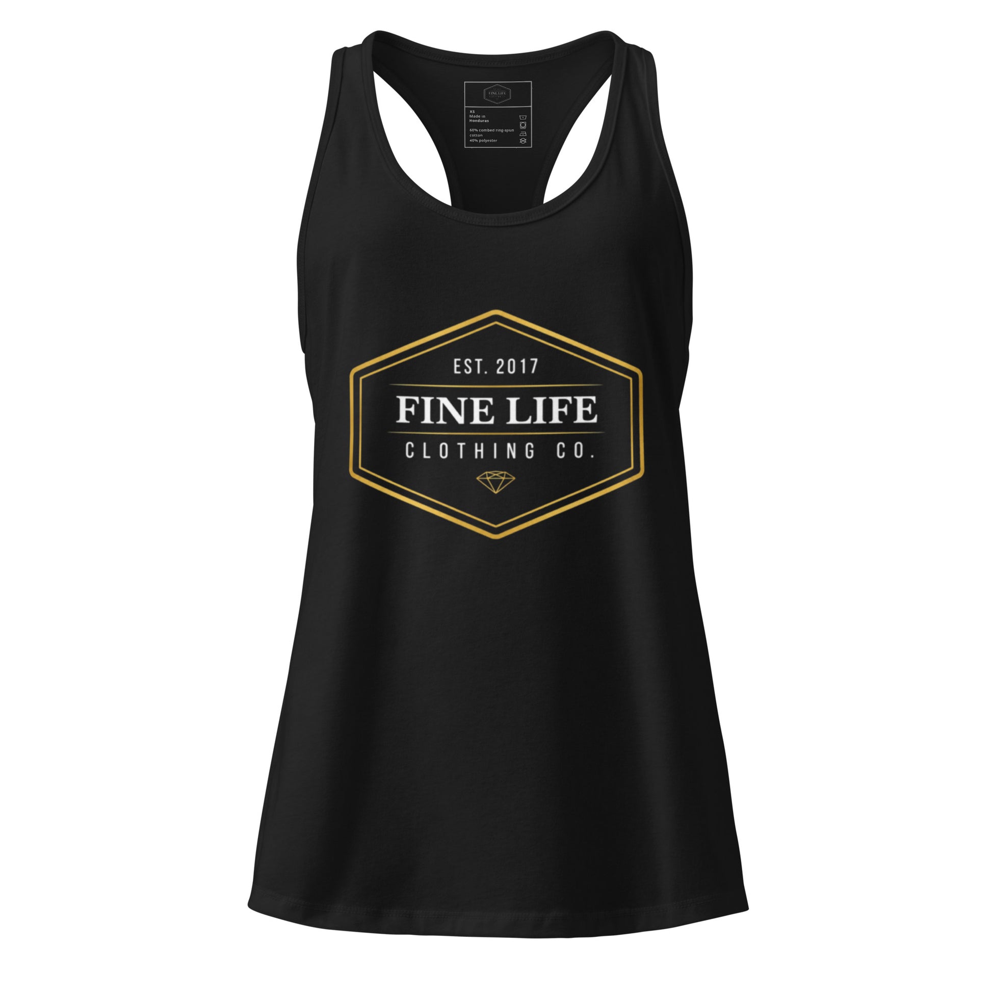 Gold Diamond ladies tank top front view
Finelife women’s graphic lifestyle tank
Women’s rugged outdoor tank top
Casual gold diamond summer tank
