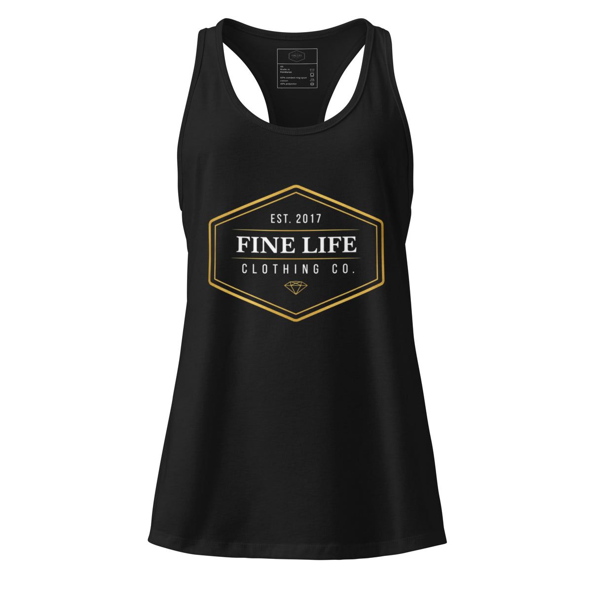 Gold Diamond ladies tank top front view
Finelife women’s graphic lifestyle tank
Women’s rugged outdoor tank top
Casual gold diamond summer tank
