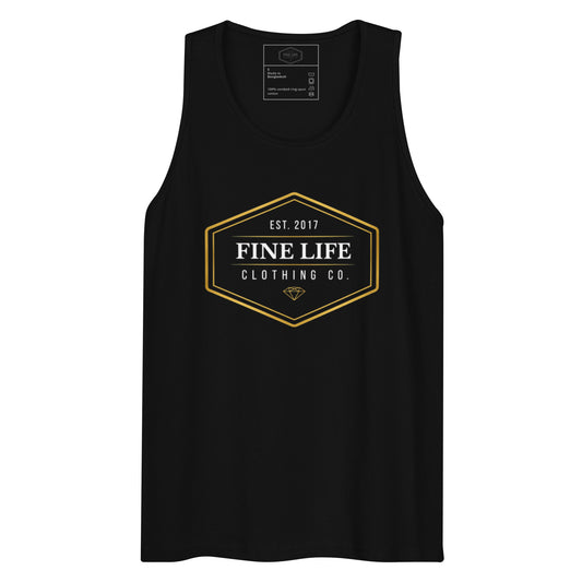 Gold Diamond men’s tank top front view
Finelife men’s graphic lifestyle tank
Men’s rugged outdoor tank top
Casual gold diamond summer tank