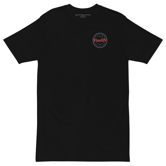 Independence Day men’s t-shirt front view
Finelife patriotic graphic tee
Men’s American lifestyle t-shirt
Rugged patriotic everyday shirt
