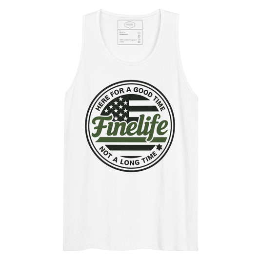 Military Lives Matter men’s tank top front view
Finelife patriotic men’s graphic tank
Supporting our U.S. military tank top
Men’s rugged patriotic summer tank