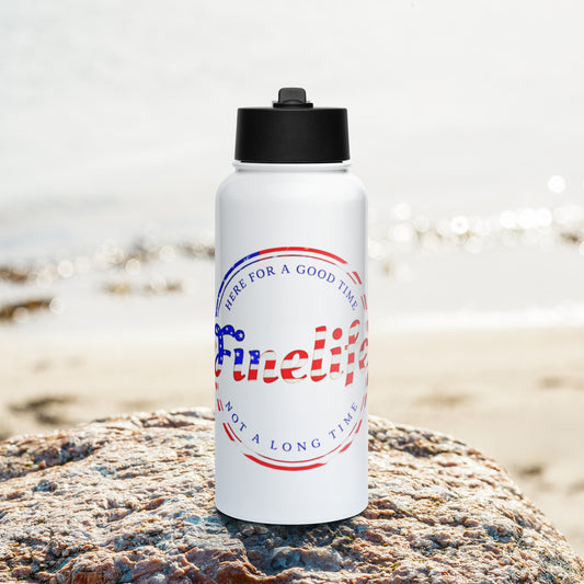 Patriot Good Time water bottle front view
Finelife patriotic water bottle
Rugged outdoor hydration bottle
Stainless steel lifestyle water bottle