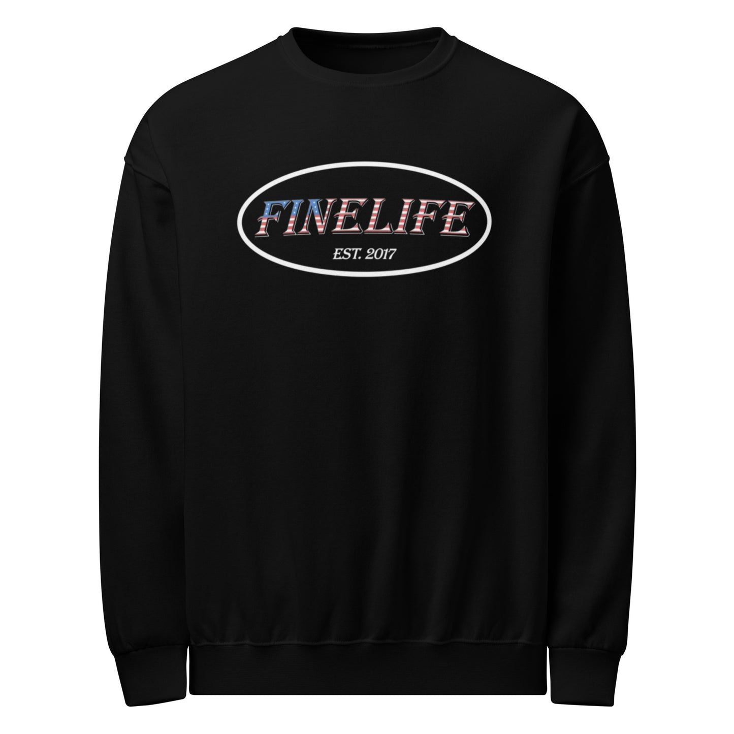 Patriot crew neck sweatshirt front view
Finelife patriotic graphic pullover
Rugged American lifestyle sweatshirt
Casual patriotic crew neck