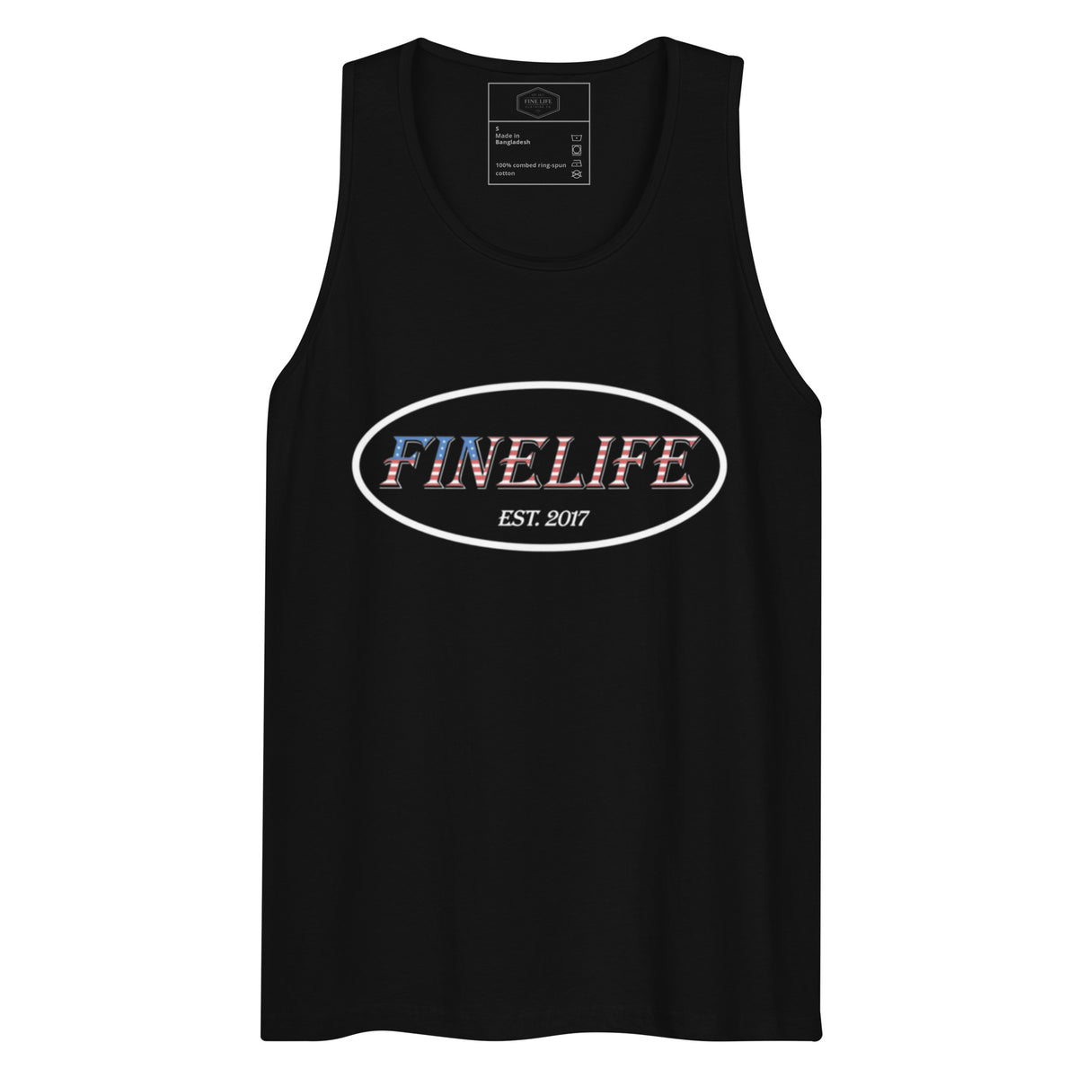 Patriot men’s tank top front view
Finelife men’s patriotic graphic tank
Men’s rugged American lifestyle tank
Casual patriotic summer tank top
