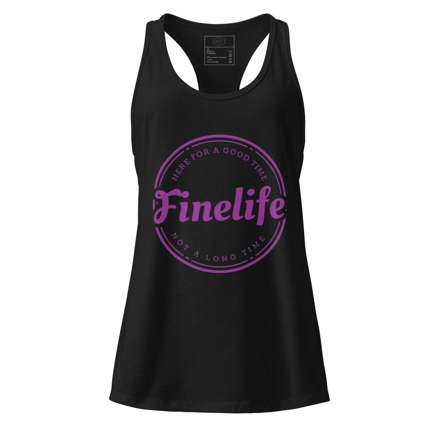 Purple Good Time ladies tank top front view
Finelife women’s graphic lifestyle tank
Women’s rugged outdoor tank top
Casual purple summer tank top
