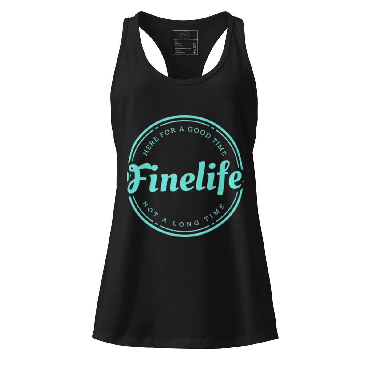 Teal Good Time ladies tank top front view
Finelife women’s lifestyle tank top
Women’s summer outdoor tank top
Casual teal tank top everyday wear