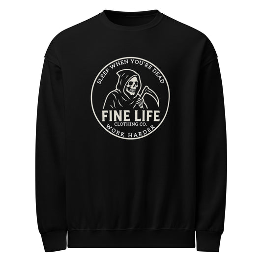 Work Harder crew neck sweatshirt front view
Finelife motivational graphic pullover
Rugged gym lifestyle sweatshirt
Casual hardworking crew neck