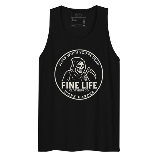 Work Harder men’s tank top front view
Finelife men’s graphic workout tank
Men’s rugged lifestyle tank top
Casual gym tank top everyday wear