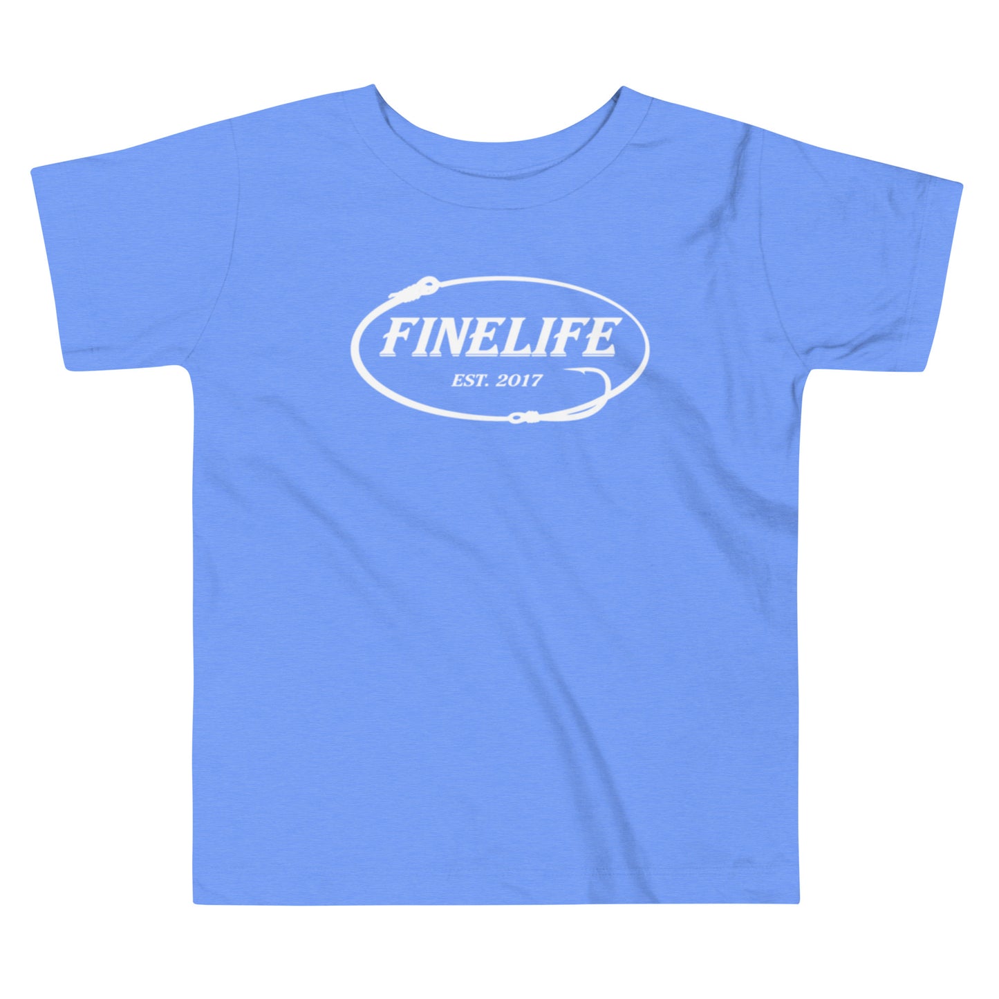 Fish Hook toddler t-shirt front view
Finelife toddler fishing graphic tee
Kids outdoor lifestyle shirt
Toddler lake life t-shirt