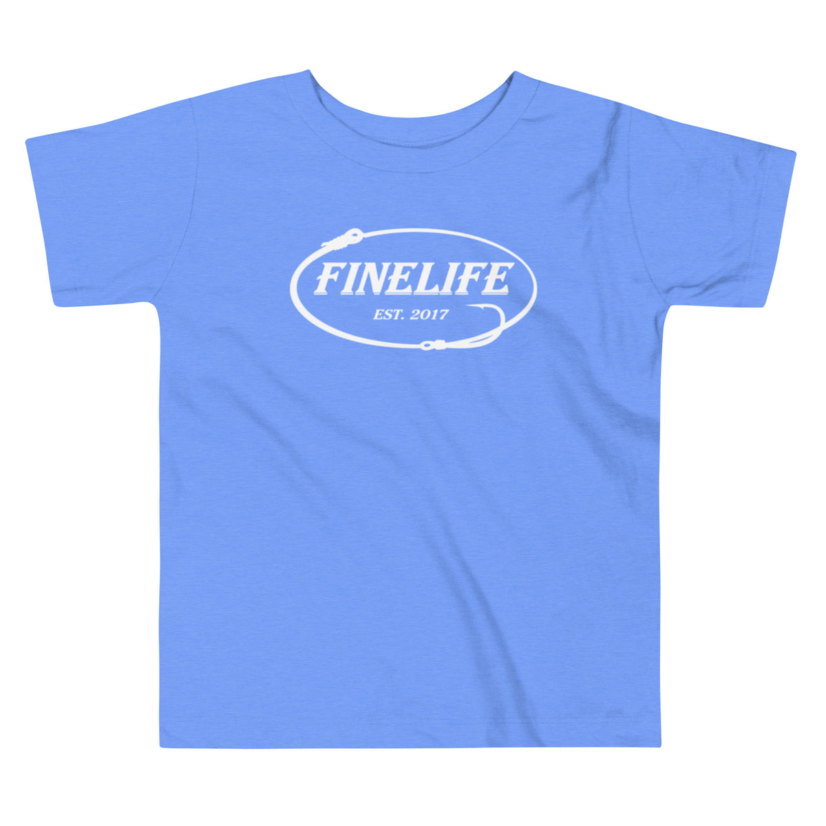 Fish Hook toddler t-shirt front view
Finelife toddler fishing graphic tee
Kids outdoor lifestyle shirt
Toddler lake life t-shirt